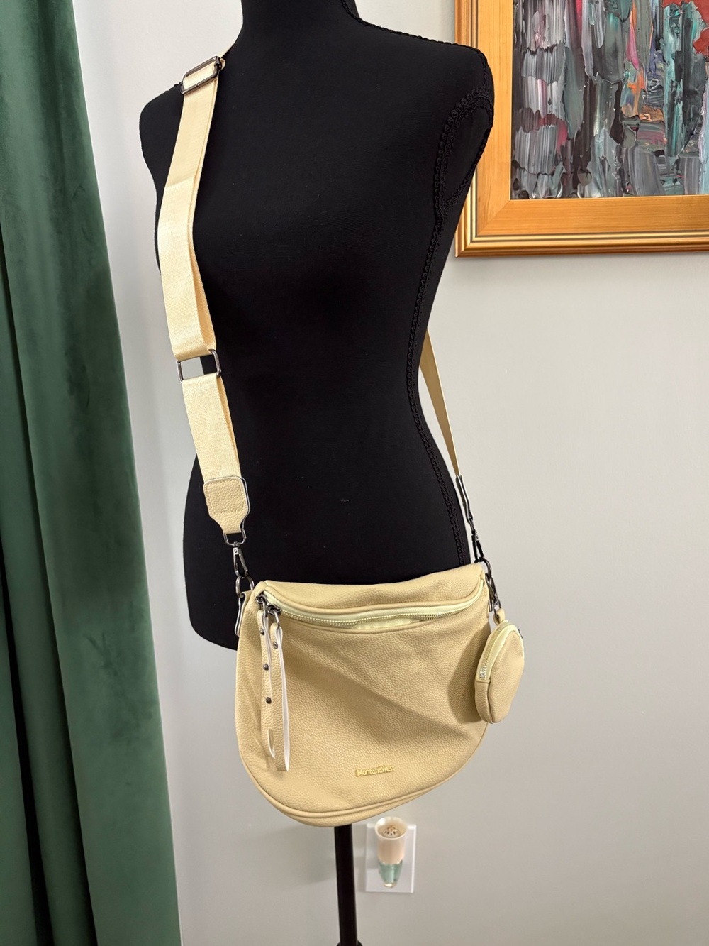 Buttery Yellow Crossbody Shoulder Bag with Detachable Coin Pouch